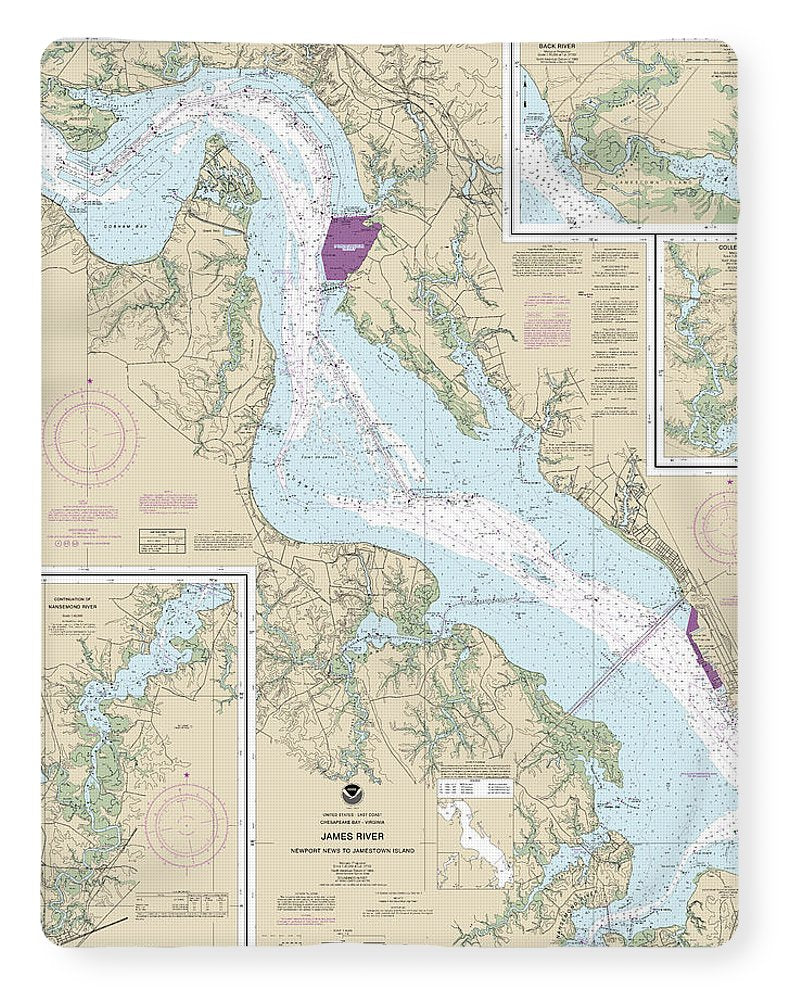 Nautical Chart-12248 James River Newport News-jamestown Island, Back River-college Creek - Blanket