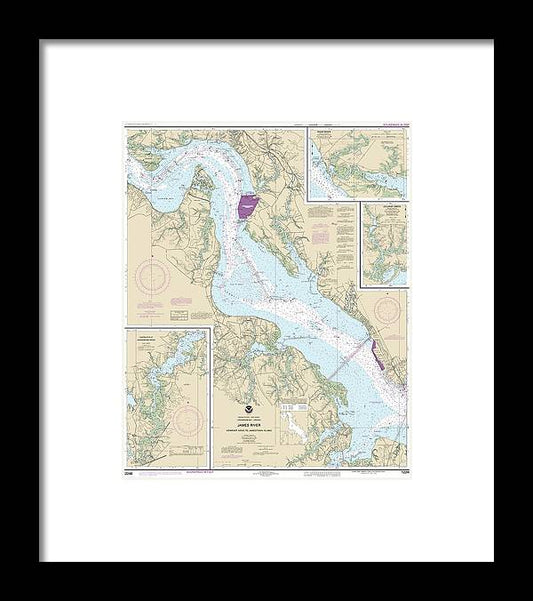 A beuatiful Framed Print of the Nautical Chart-12248 James River Newport News-Jamestown Island, Back River-College Creek by SeaKoast