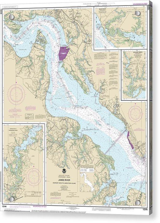 Nautical Chart-12248 James River Newport News-jamestown Island, Back River-college Creek - Acrylic Print