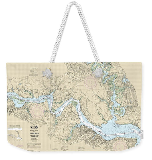 Nautical Chart-12251 James River Jamestown Island-jordan Point - Weekender Tote Bag