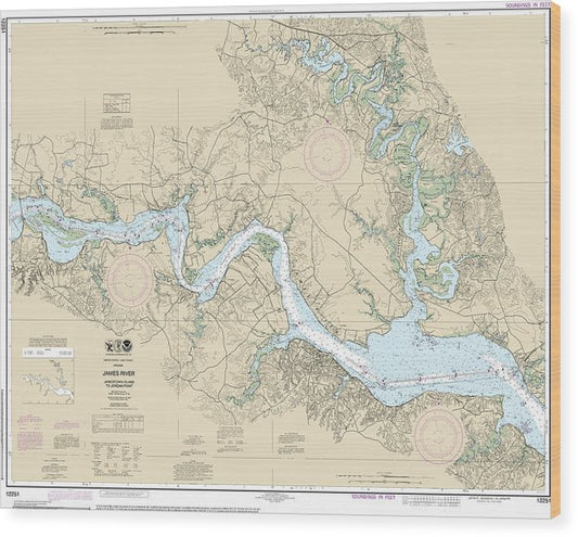 Nautical Chart-12251 James River Jamestown Island-Jordan Point Wood Print