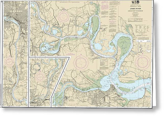 Nautical Chart-12252 James River Jordan Point-richmond - Greeting Card