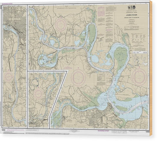 Nautical Chart-12252 James River Jordan Point-Richmond Wood Print