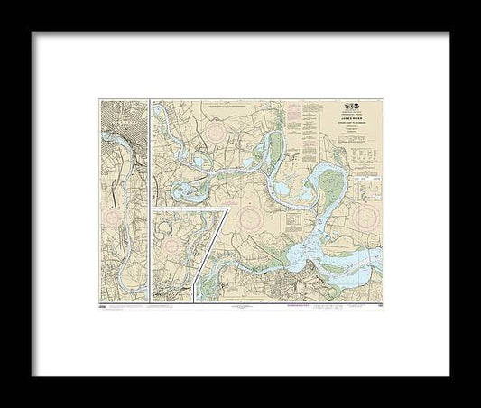 Nautical Chart-12252 James River Jordan Point-richmond - Framed Print