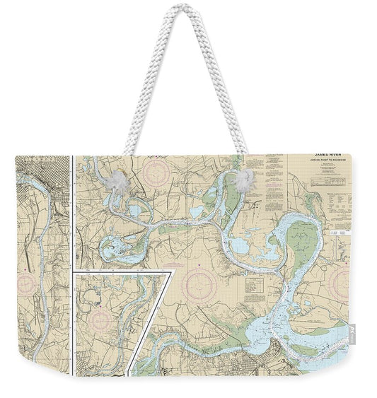 Nautical Chart-12252 James River Jordan Point-richmond - Weekender Tote Bag