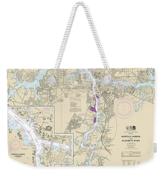 Nautical Chart-12253 Norfolk Harbor-elizabeth River - Weekender Tote Bag