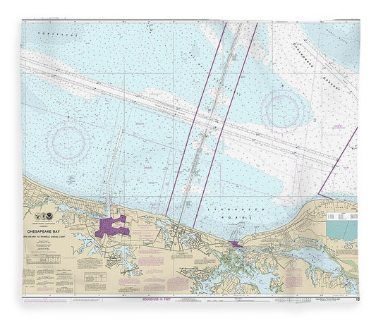 Nautical Chart 12254 Chesapeake Bay Cape Henry Thimble Shoal Light Blanket