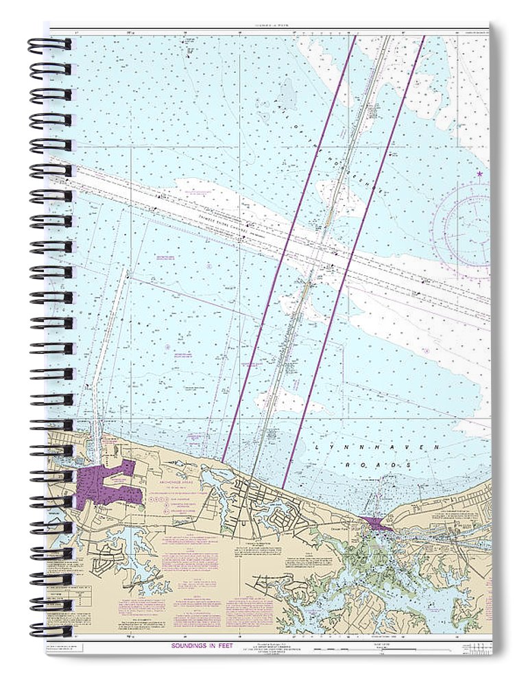 Nautical Chart 12254 Chesapeake Bay Cape Henry Thimble Shoal Light Spiral Notebook