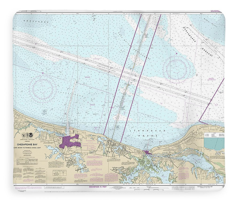 Nautical Chart-12254 Chesapeake Bay Cape Henry-thimble Shoal Light - Blanket