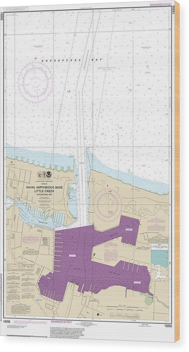 Nautical Chart-12255 Little Creek Naval Amphibious Base Wood Print