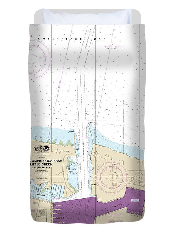 Nautical Chart-12255 Little Creek Naval Amphibious Base - Duvet Cover