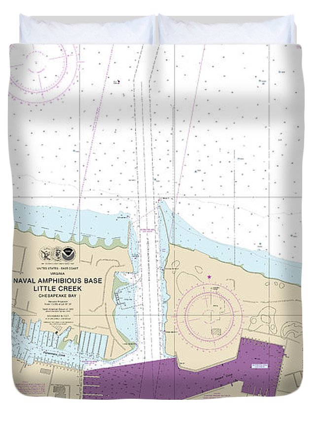Nautical Chart-12255 Little Creek Naval Amphibious Base - Duvet Cover