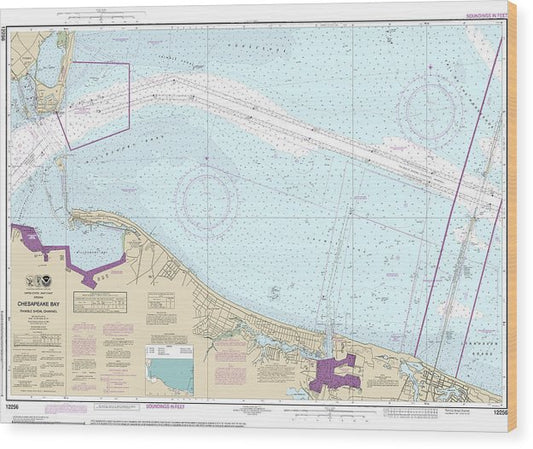 Nautical Chart-12256 Chesapeake Bay Thimble Shoal Channel Wood Print