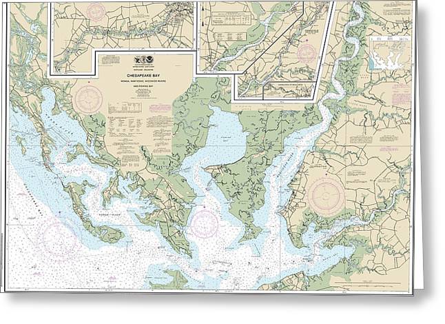 Nautical Chart-12261 Chesapeake Bay Honga, Nanticoke, Wicomico Rivers-fishing Bay - Greeting Card