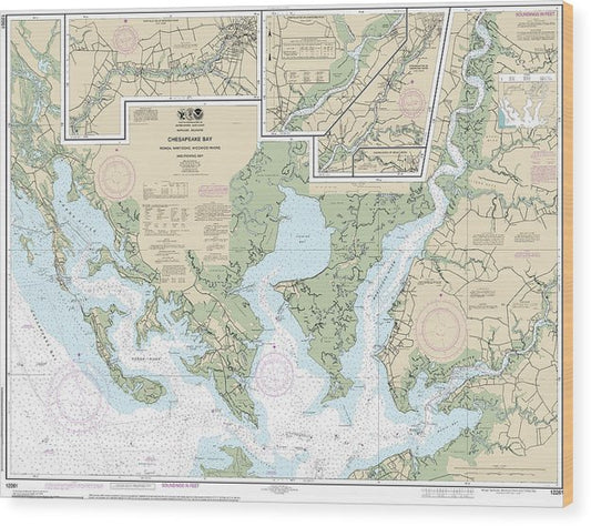 Nautical Chart-12261 Chesapeake Bay Honga, Nanticoke, Wicomico Rivers-Fishing Bay Wood Print