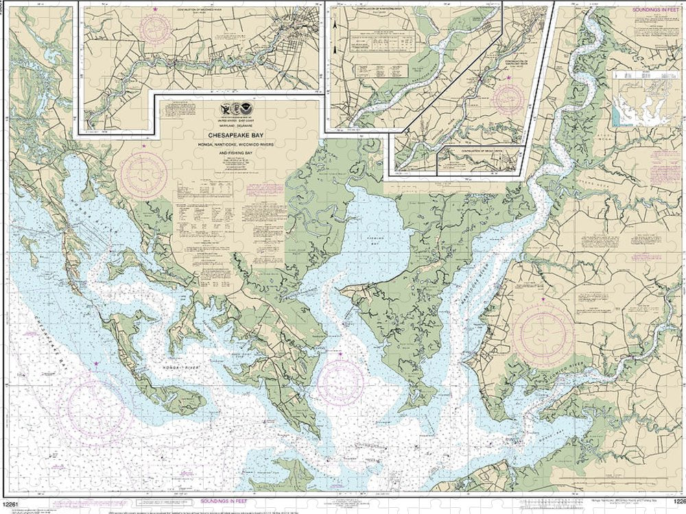 Nautical Chart 12261 Chesapeake Bay Honga, Nanticoke, Wicomico Rivers Fishing Bay Puzzle