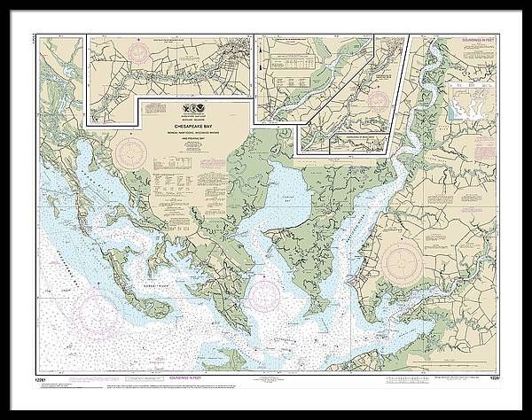 Nautical Chart-12261 Chesapeake Bay Honga, Nanticoke, Wicomico Rivers-fishing Bay - Framed Print