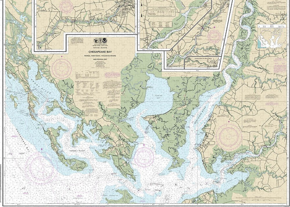 Nautical Chart-12261 Chesapeake Bay Honga, Nanticoke, Wicomico Rivers-fishing Bay - Puzzle