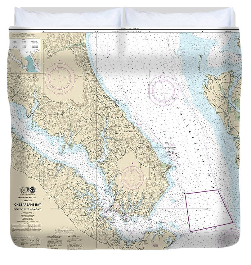 Nautical Chart 12264 Chesapeake Bay Patuxent River Vicinity Duvet Cover