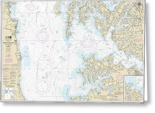 Nautical Chart-12266 Chesapeake Bay Choptank River-herring Bay, Cambridge - Greeting Card