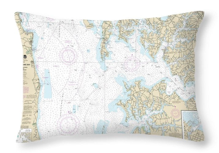 Nautical Chart-12266 Chesapeake Bay Choptank River-herring Bay, Cambridge - Throw Pillow