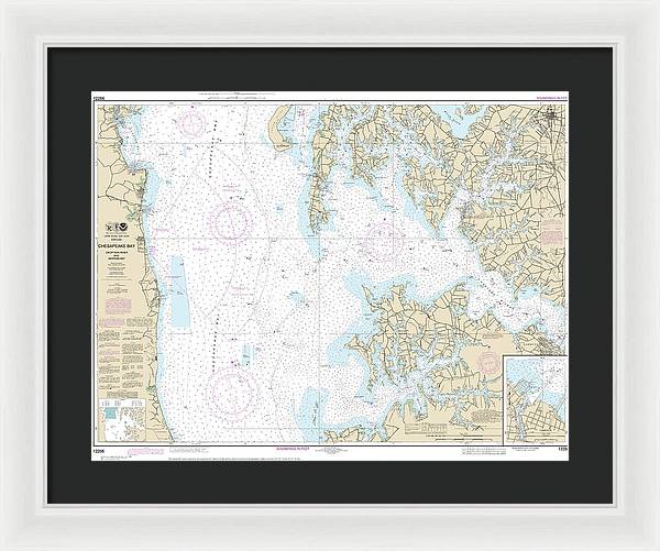 Nautical Chart-12266 Chesapeake Bay Choptank River-herring Bay, Cambridge - Framed Print