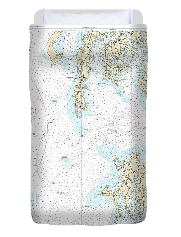 Nautical Chart-12266 Chesapeake Bay Choptank River-herring Bay, Cambridge - Duvet Cover