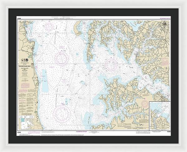 Nautical Chart-12266 Chesapeake Bay Choptank River-herring Bay, Cambridge - Framed Print