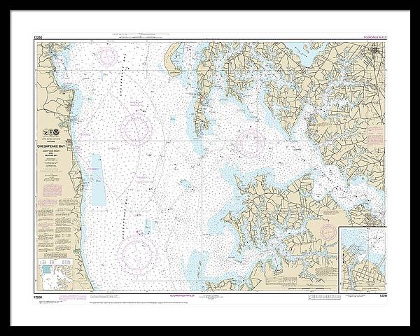 Nautical Chart-12266 Chesapeake Bay Choptank River-herring Bay, Cambridge - Framed Print