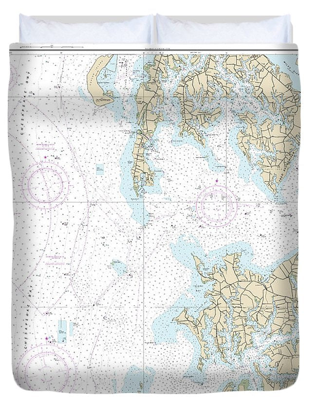 Nautical Chart-12266 Chesapeake Bay Choptank River-herring Bay, Cambridge - Duvet Cover