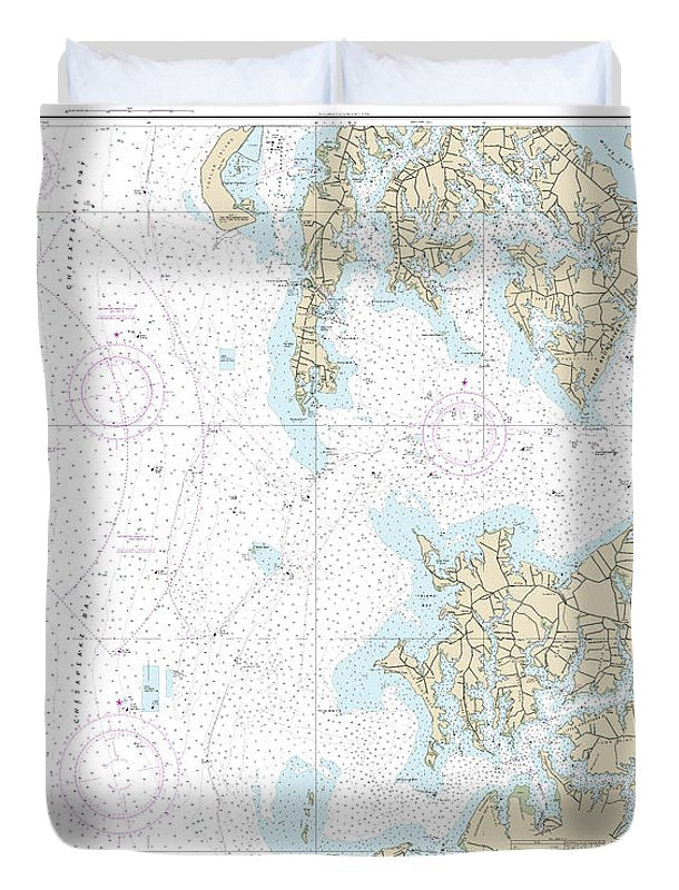 Nautical Chart-12266 Chesapeake Bay Choptank River-herring Bay, Cambridge - Duvet Cover