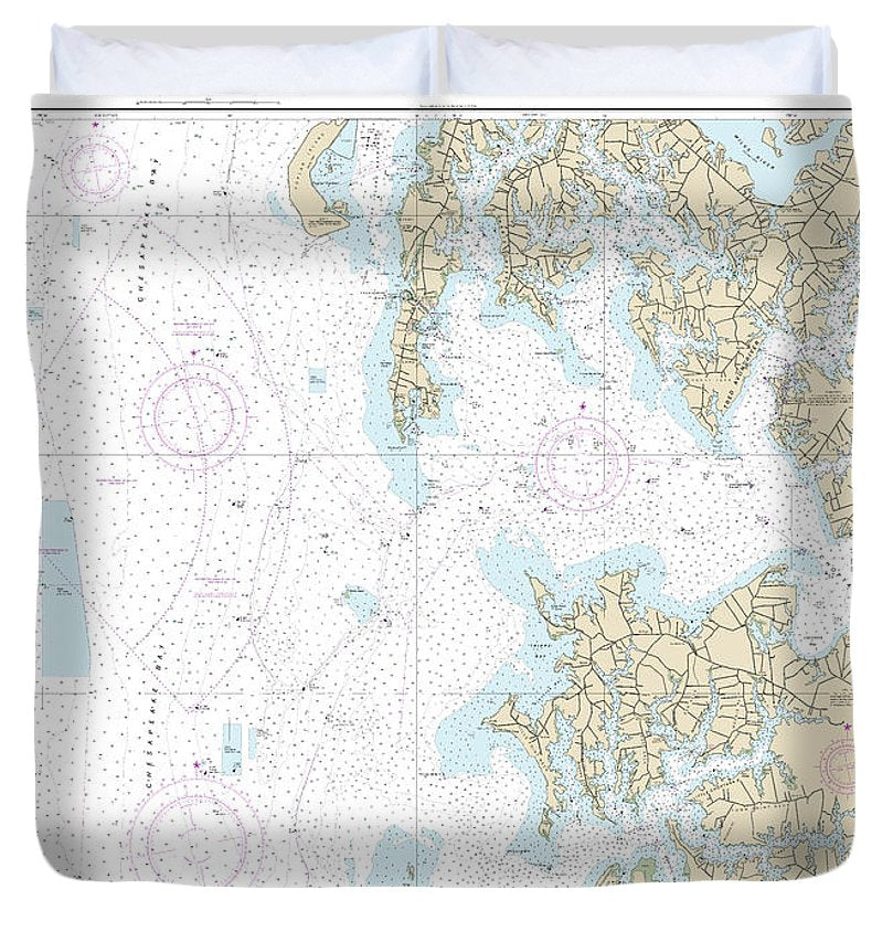 Nautical Chart 12266 Chesapeake Bay Choptank River Herring Bay, Cambridge Duvet Cover