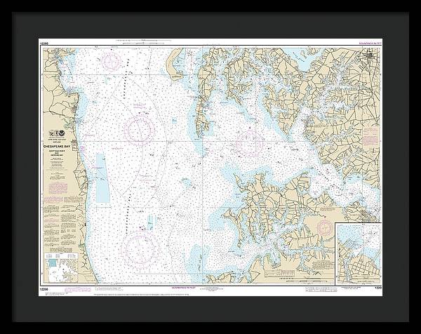 Nautical Chart-12266 Chesapeake Bay Choptank River-herring Bay, Cambridge - Framed Print