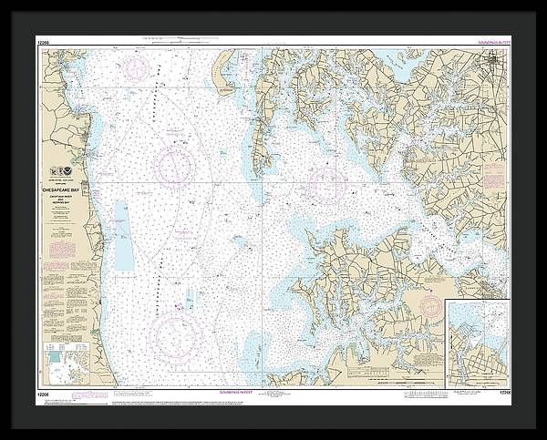 Nautical Chart-12266 Chesapeake Bay Choptank River-herring Bay, Cambridge - Framed Print