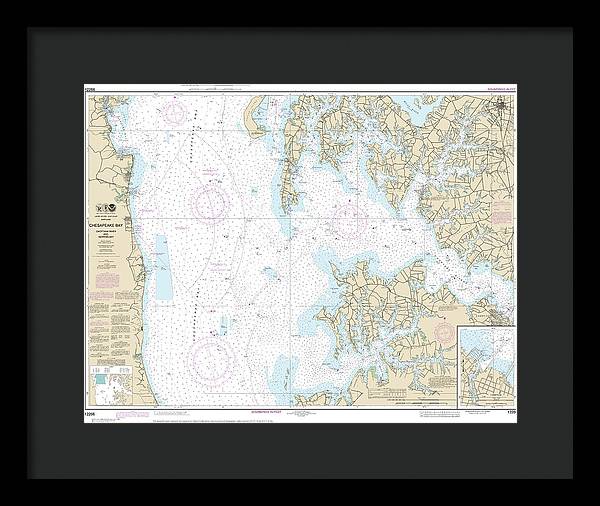 Nautical Chart-12266 Chesapeake Bay Choptank River-herring Bay, Cambridge - Framed Print