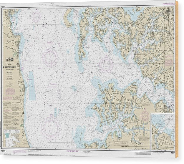 Nautical Chart-12266 Chesapeake Bay Choptank River-Herring Bay, Cambridge Wood Print