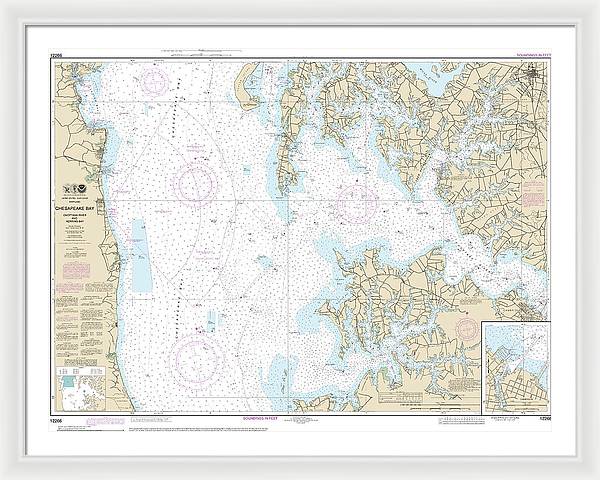 Nautical Chart-12266 Chesapeake Bay Choptank River-herring Bay, Cambridge - Framed Print