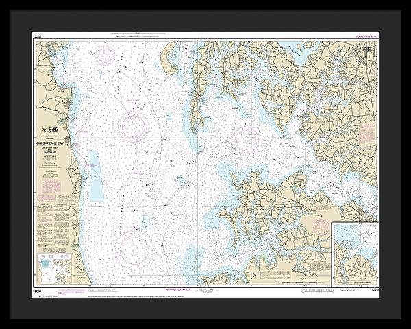 Nautical Chart-12266 Chesapeake Bay Choptank River-herring Bay, Cambridge - Framed Print