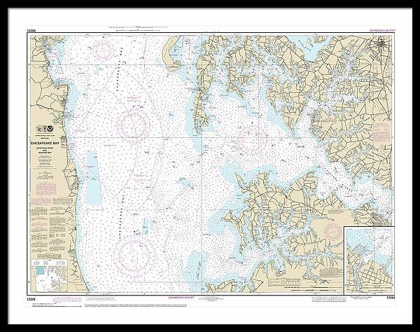 Nautical Chart-12266 Chesapeake Bay Choptank River-herring Bay, Cambridge - Framed Print