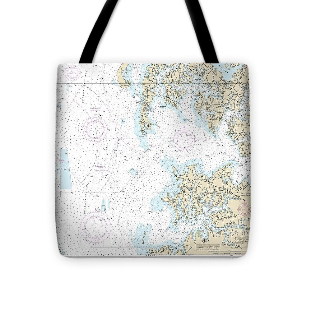 Nautical Chart-12266 Chesapeake Bay Choptank River-herring Bay, Cambridge - Tote Bag