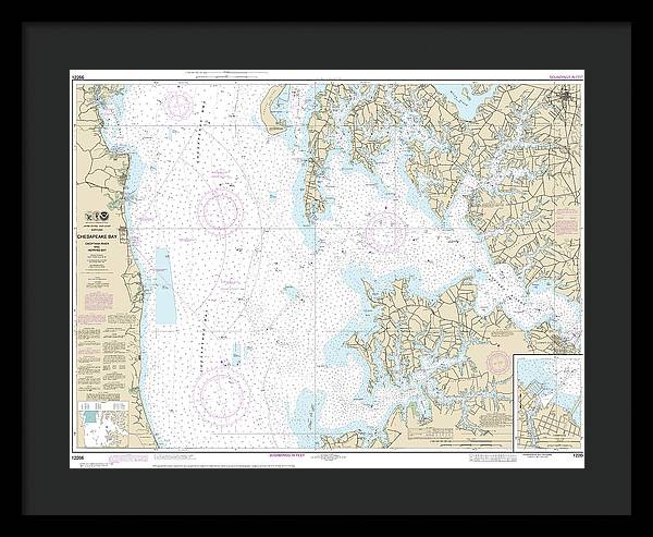 Nautical Chart-12266 Chesapeake Bay Choptank River-herring Bay, Cambridge - Framed Print