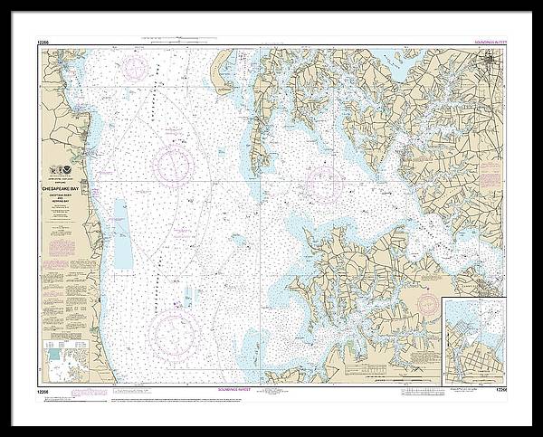 Nautical Chart-12266 Chesapeake Bay Choptank River-herring Bay, Cambridge - Framed Print