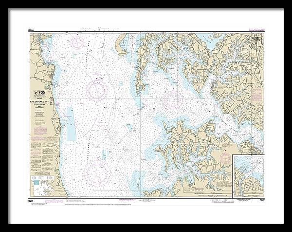 Nautical Chart-12266 Chesapeake Bay Choptank River-herring Bay, Cambridge - Framed Print