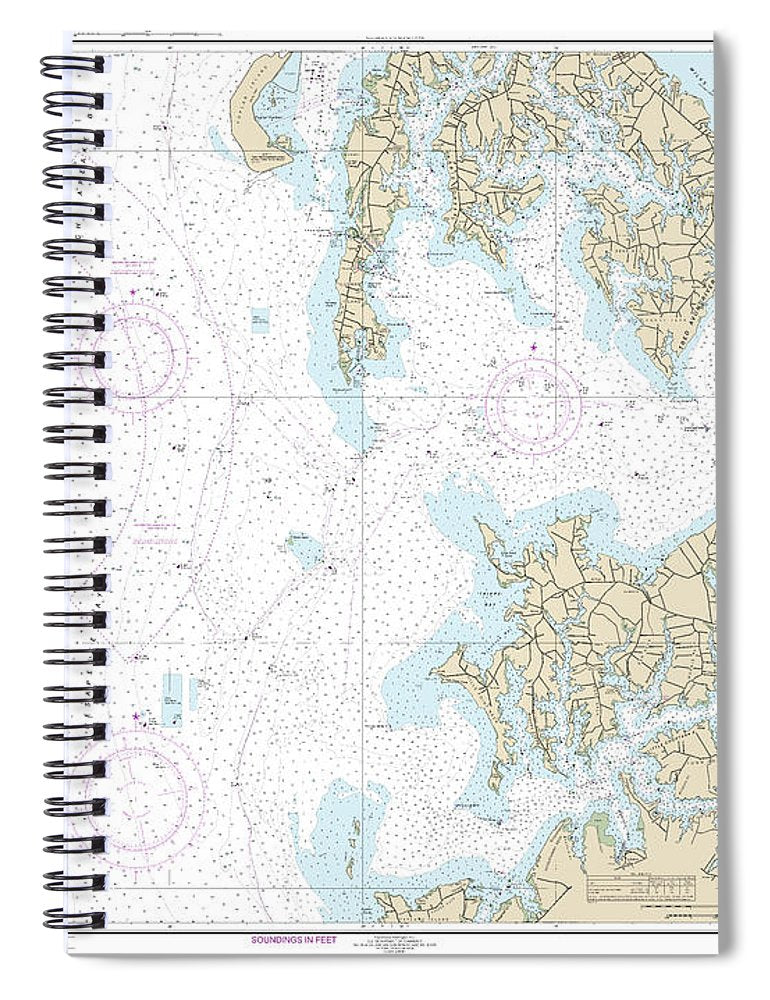 Nautical Chart 12266 Chesapeake Bay Choptank River Herring Bay, Cambridge Spiral Notebook