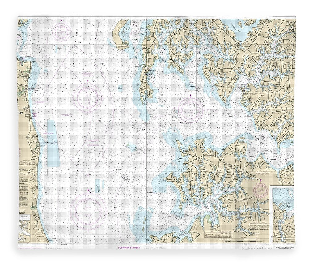 Nautical Chart 12266 Chesapeake Bay Choptank River Herring Bay, Cambridge Blanket