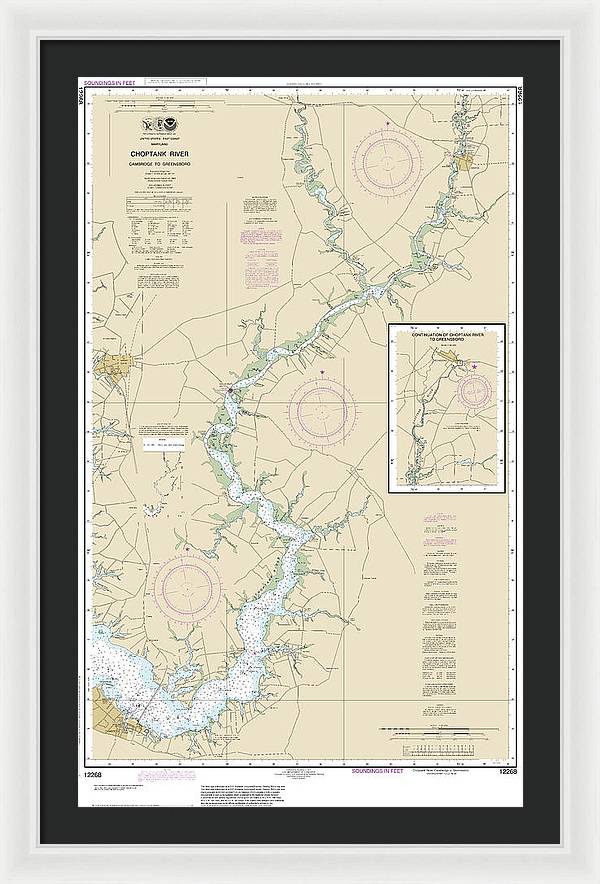 Nautical Chart-12268 Choptank River Cambridge-greensboro - Framed Print