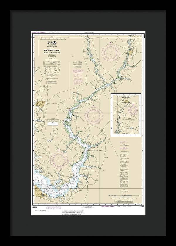 Nautical Chart-12268 Choptank River Cambridge-greensboro - Framed Print