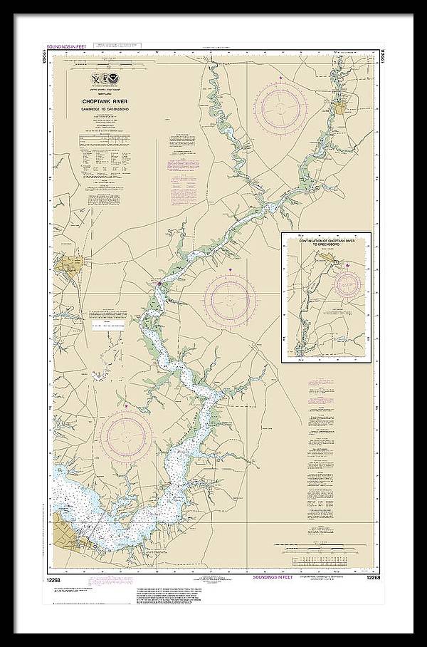 Nautical Chart-12268 Choptank River Cambridge-greensboro - Framed Print