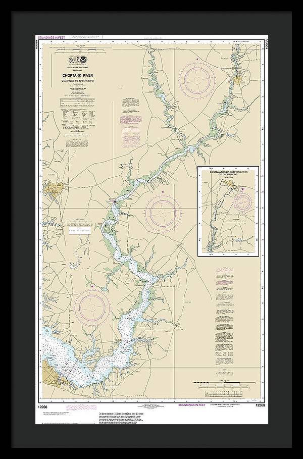 Nautical Chart-12268 Choptank River Cambridge-greensboro - Framed Print