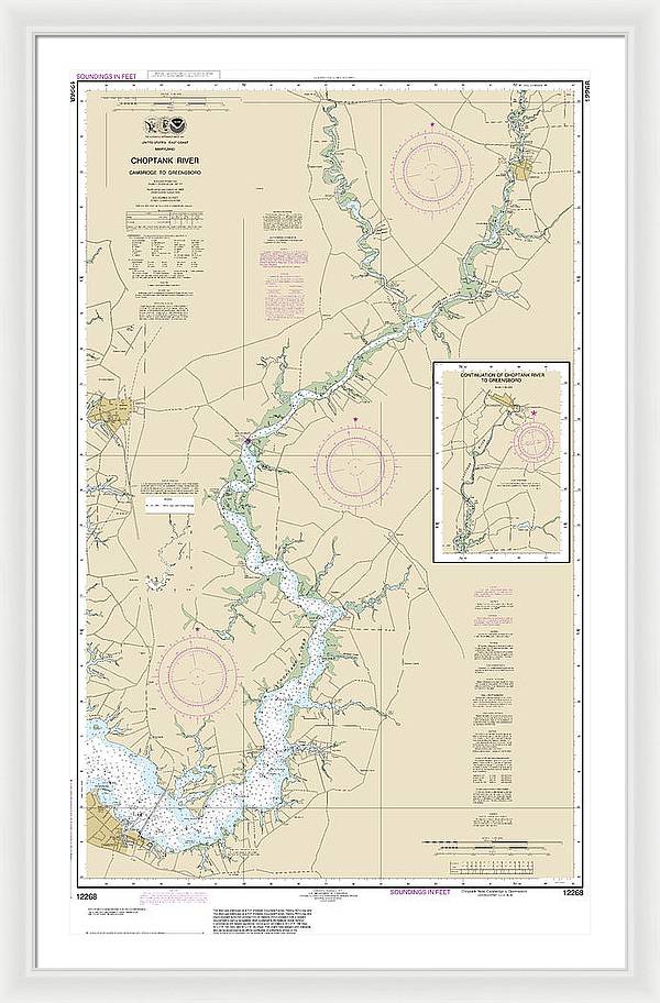 Nautical Chart-12268 Choptank River Cambridge-greensboro - Framed Print